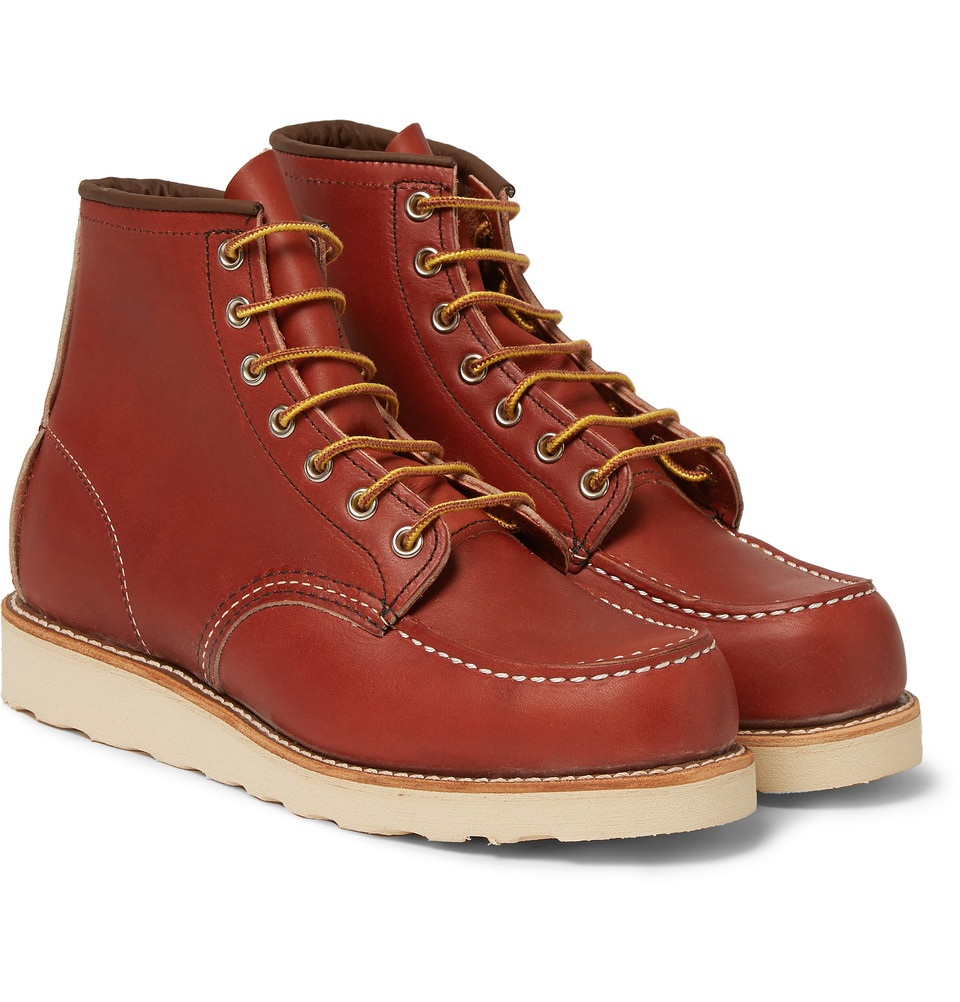 Red Wing Classic Moc Rubber-Soled Leather Boots in Burgundy (Purple ...