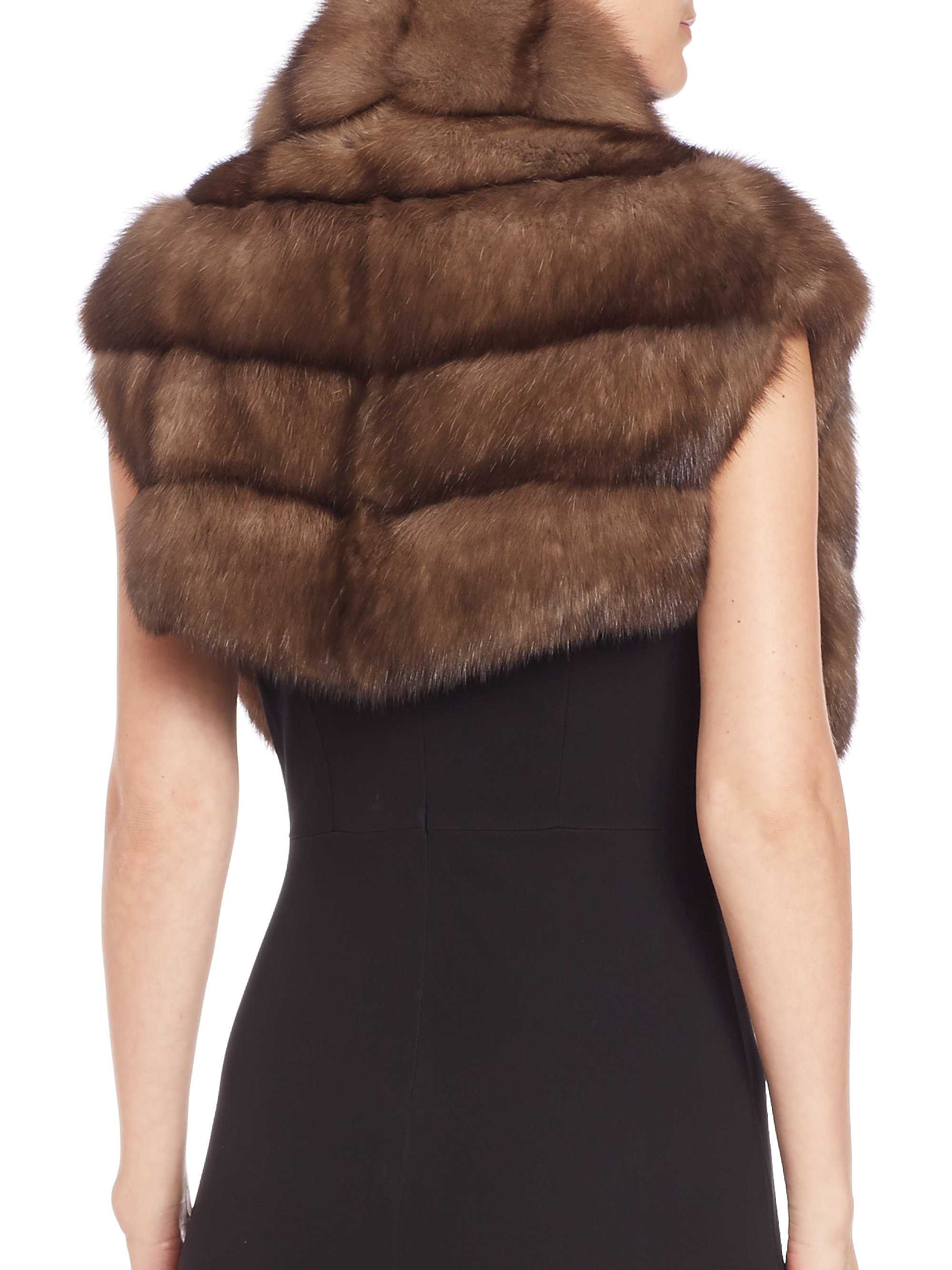 The fur salon Cropped Sable Fur Vest in Brown Lyst
