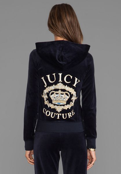 Juicy Couture Crown Velour Jacket in Navy in Blue (Regal) | Lyst