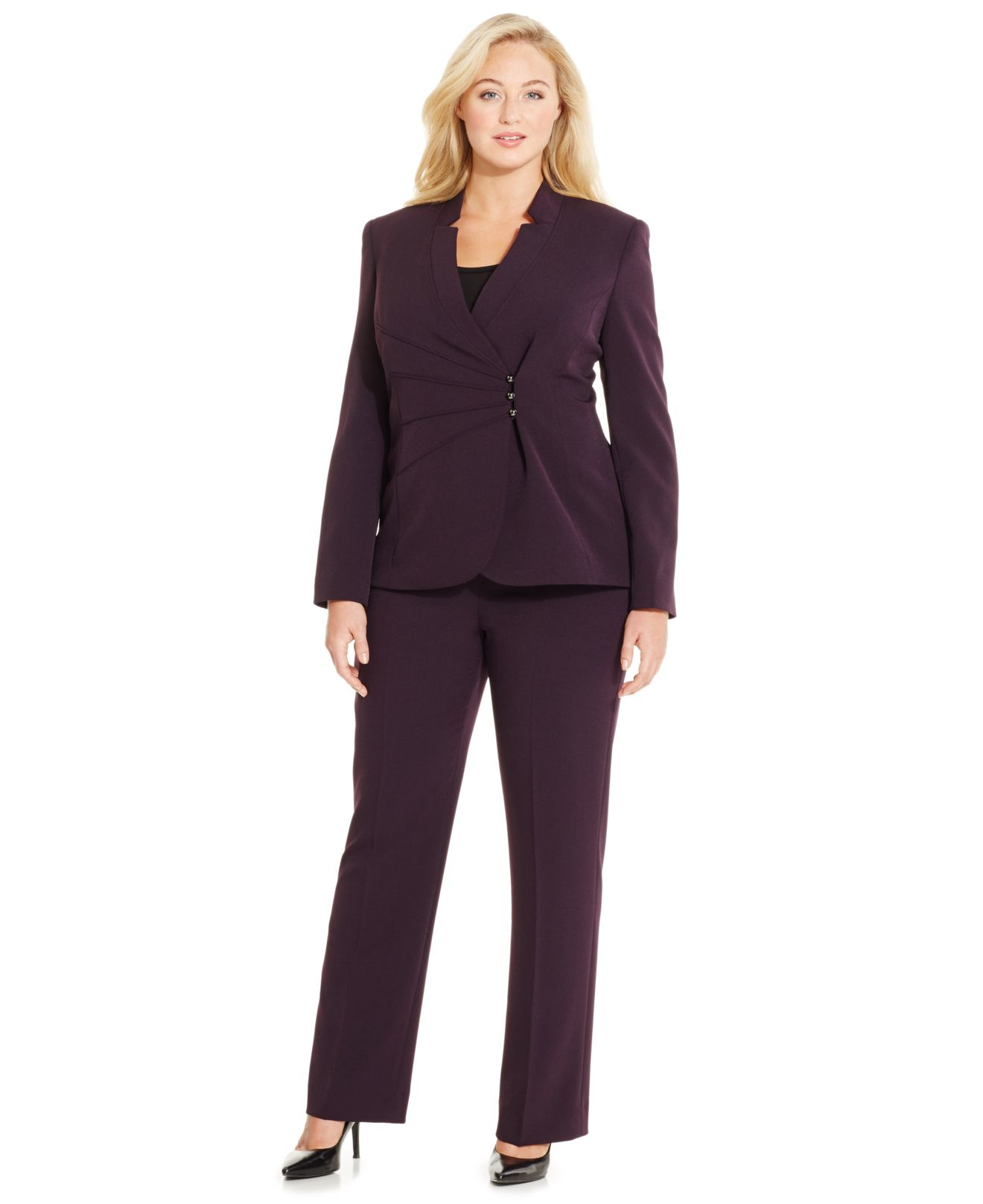 Calvin Klein Pant Suit Size Petite 4P Two Piece Set 28X29 Executive Real  Pockets