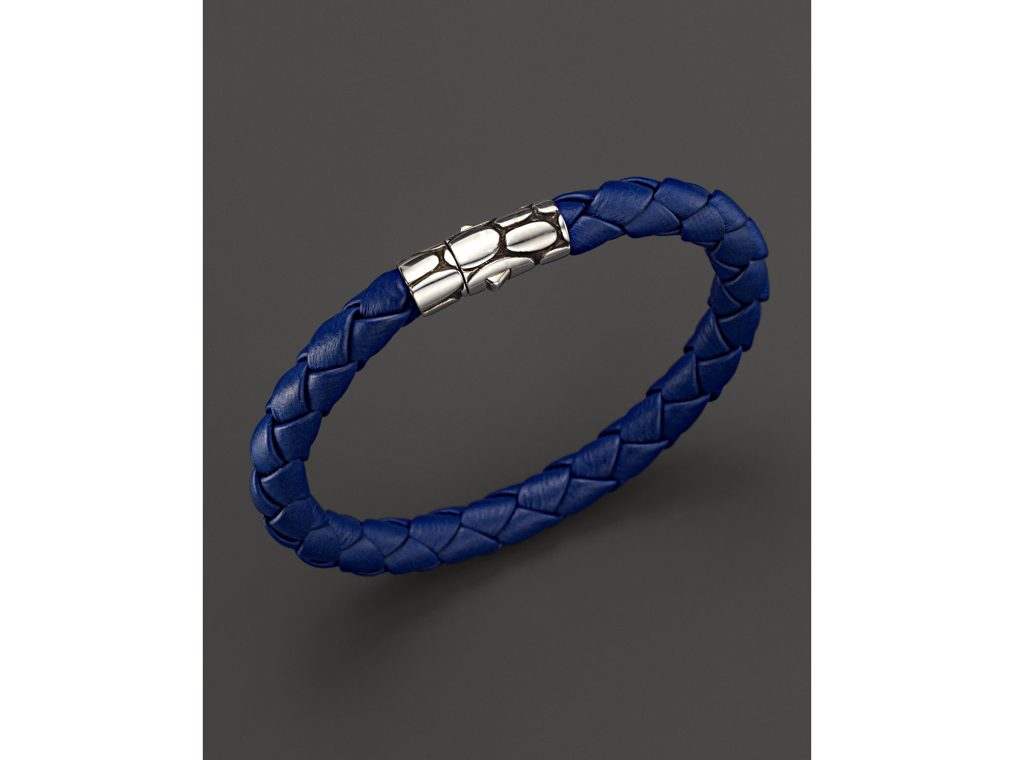 John hardy Men's Kali Silver Blue Woven Leather Bracelet in Blue for