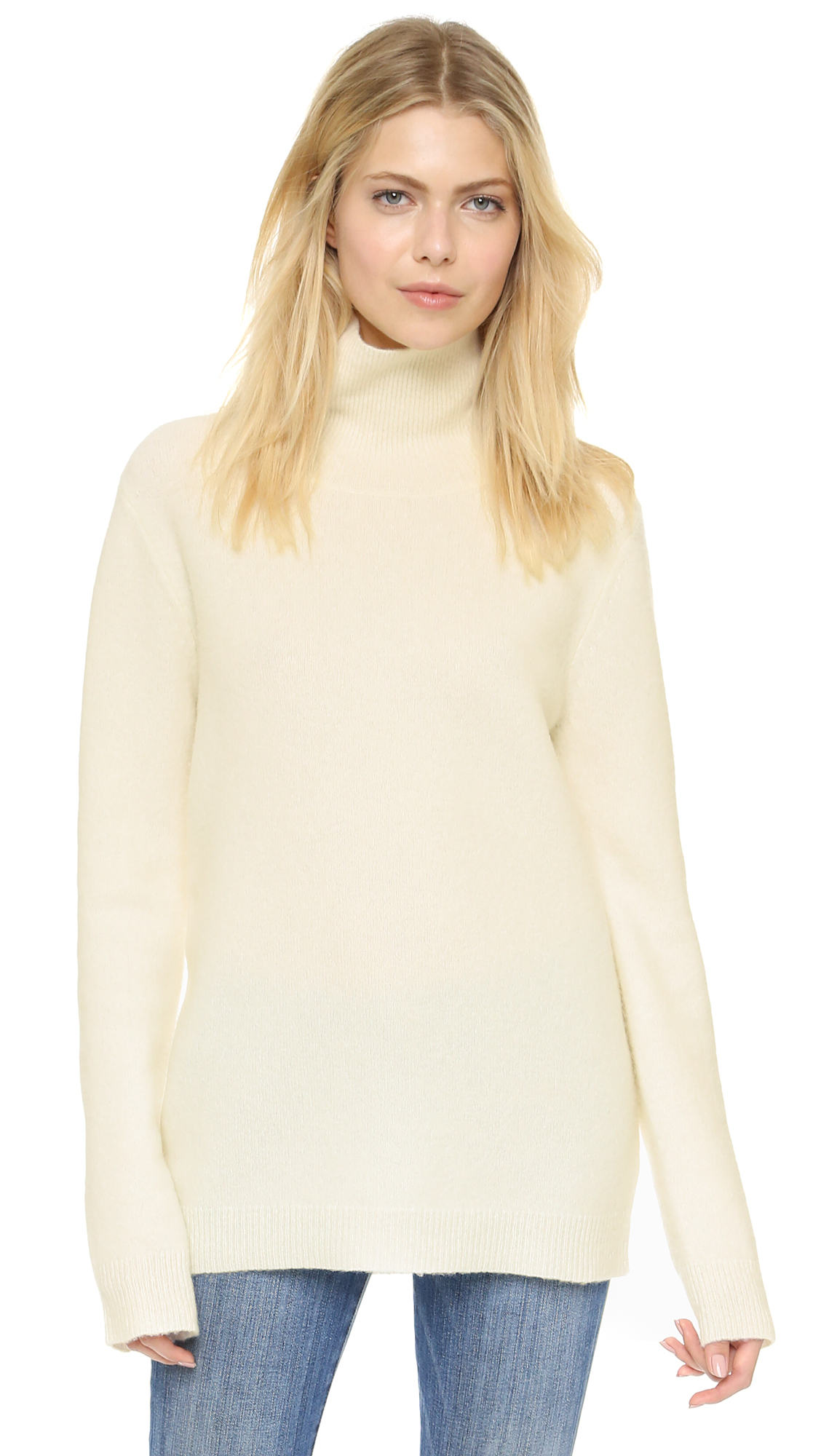 DKNY Long Sleeve Turtleneck Sweater Ivory in White Lyst