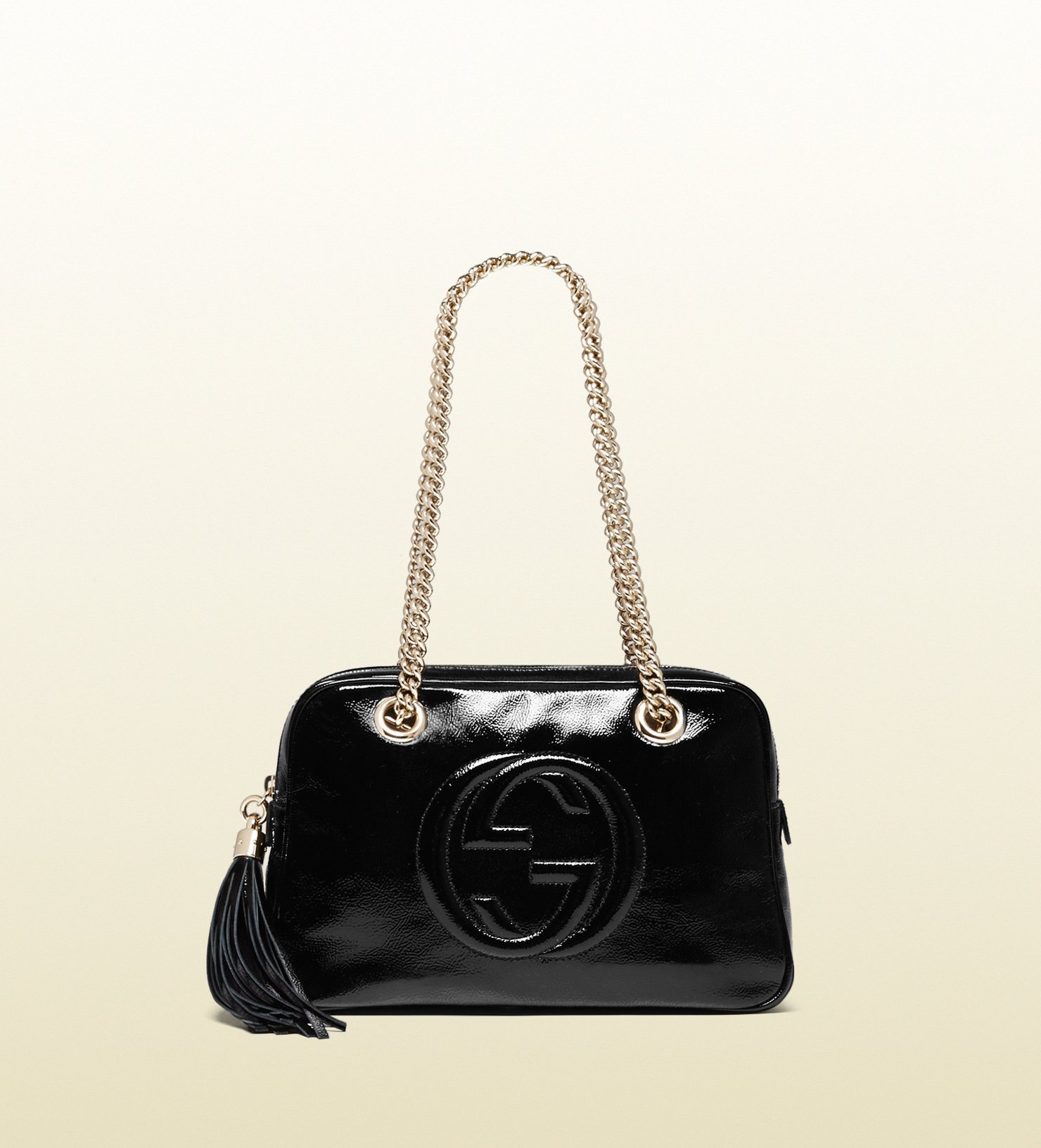 Gucci Soho Soft Patent Leather Chain Shoulder Bag in Black - Lyst