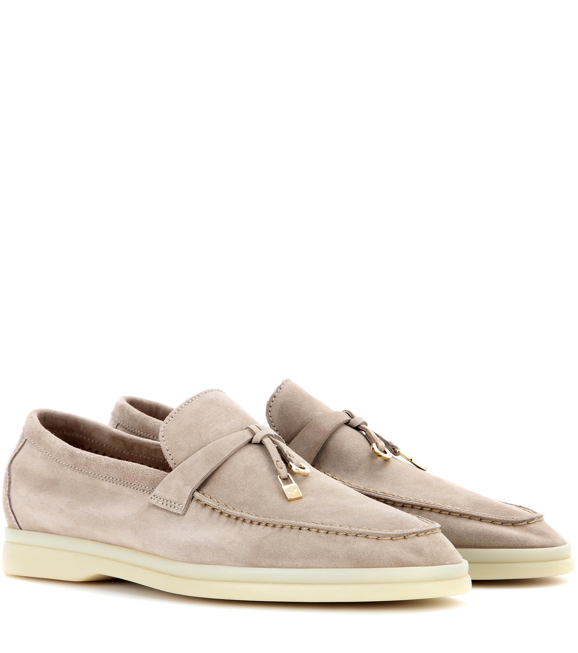 Loro Piana Summer Charms Walk Suede Loafers in Natural - Lyst
