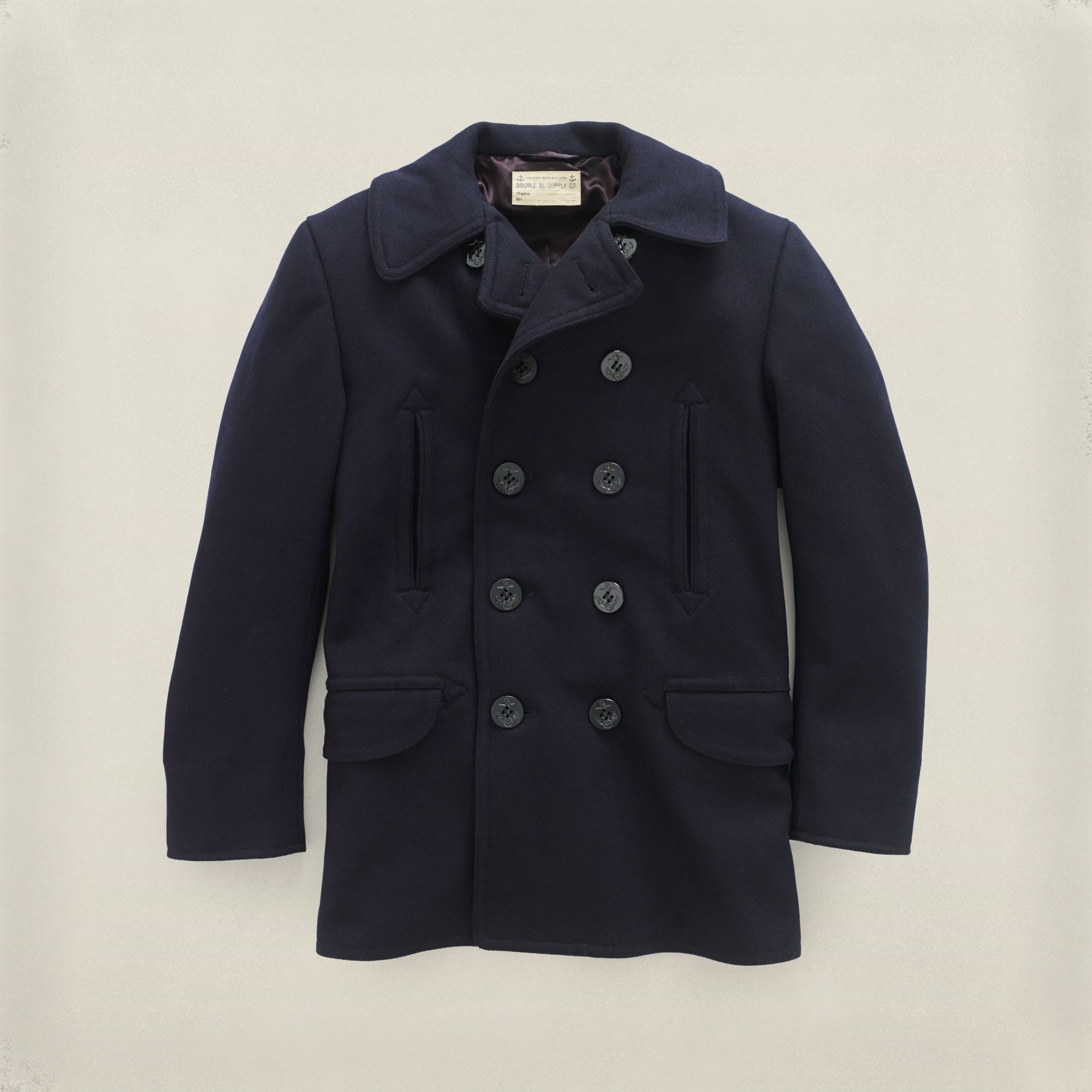 RRL Wool Pea Coat in Navy (Blue) for Men Lyst