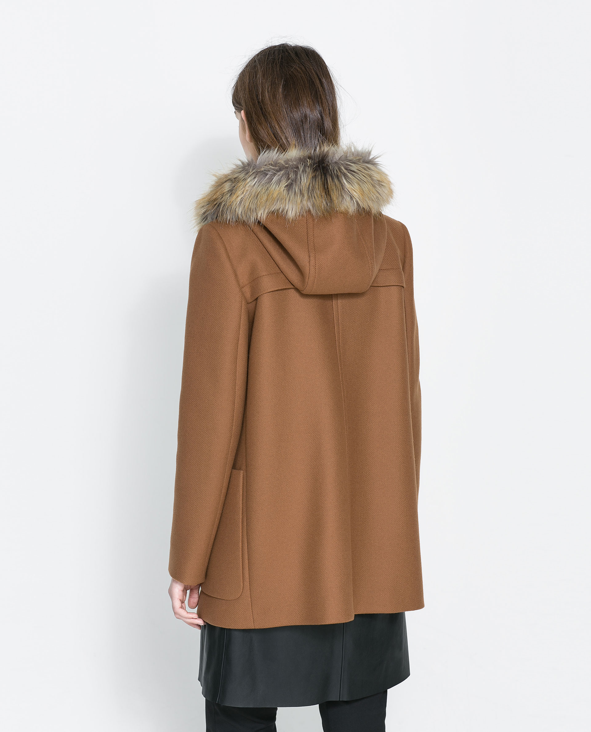 zara duffle coat with fur hood
