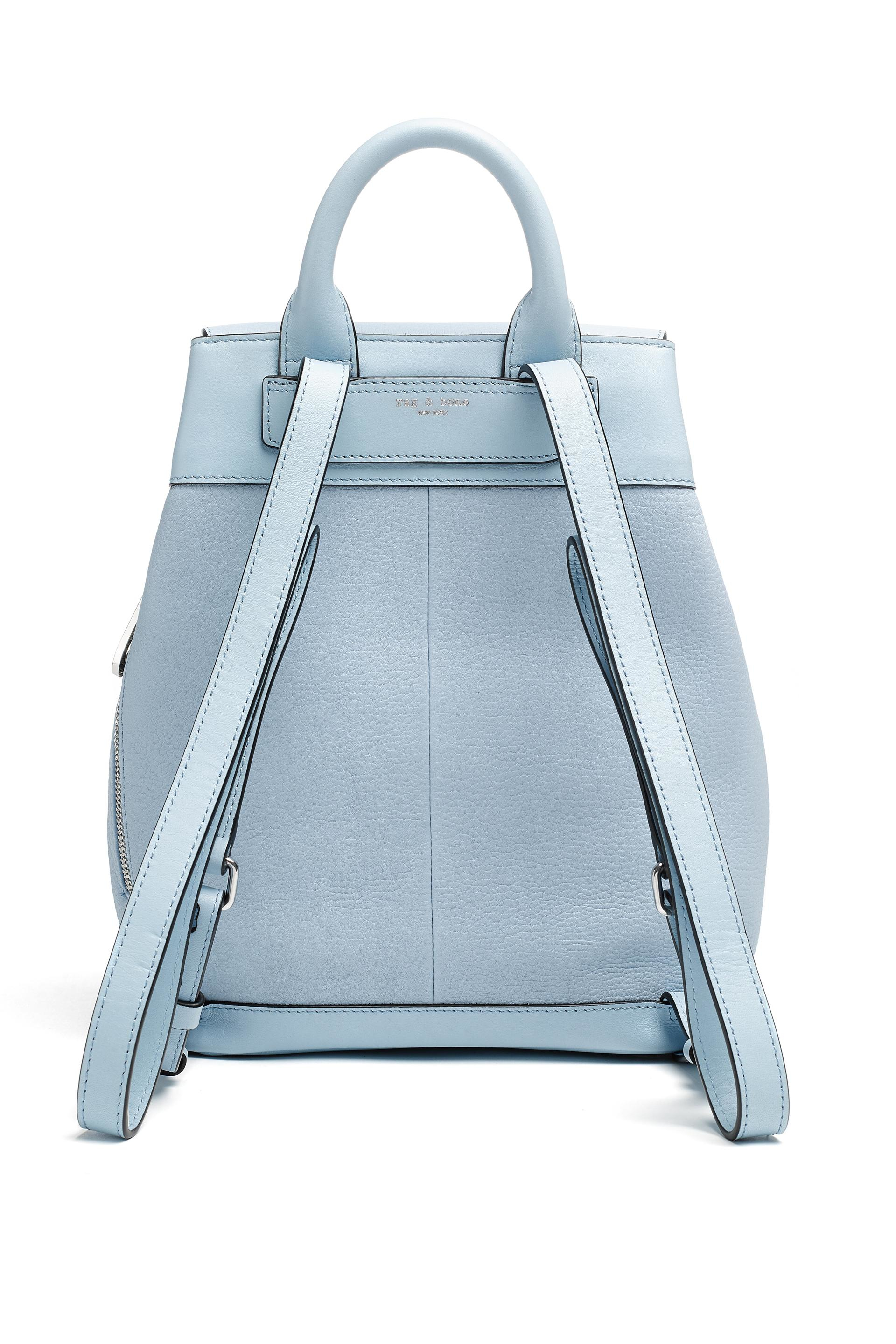 baby blue leather backpack