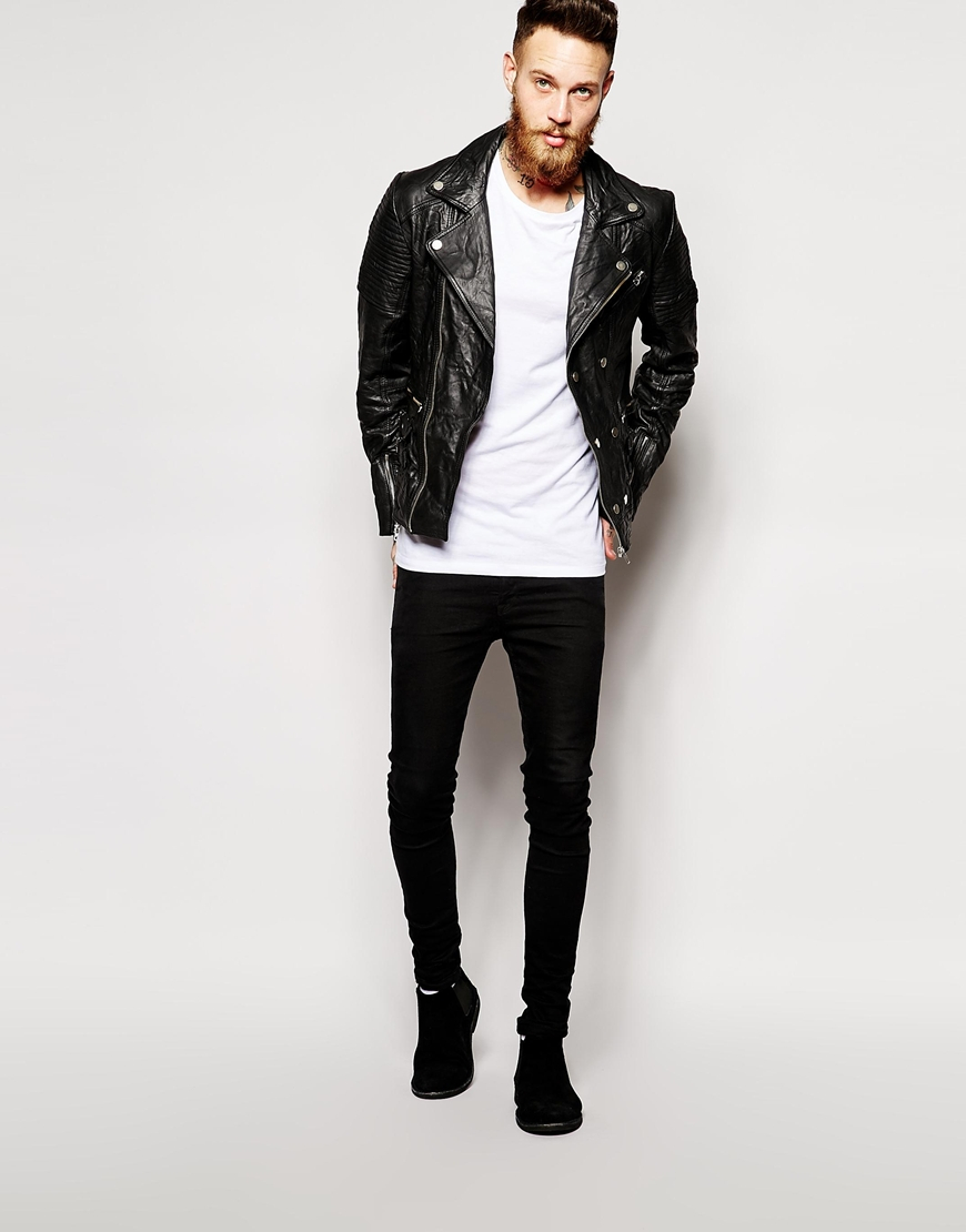 Asos Asymmetric Leather Biker Jacket In Black For Men Lyst Gallery