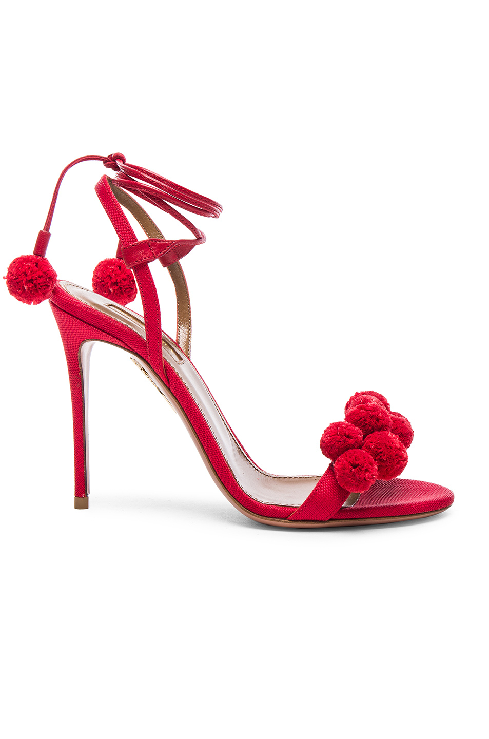 Lyst - Aquazzura Pom Pom Heels in Red