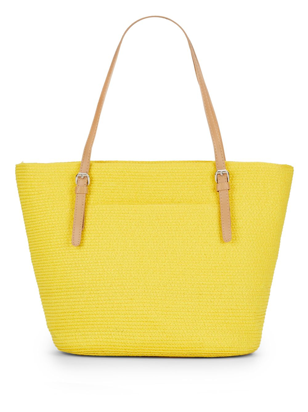 Lyst Saks Fifth Avenue Leathertrimmed Paper Straw Tote in Yellow