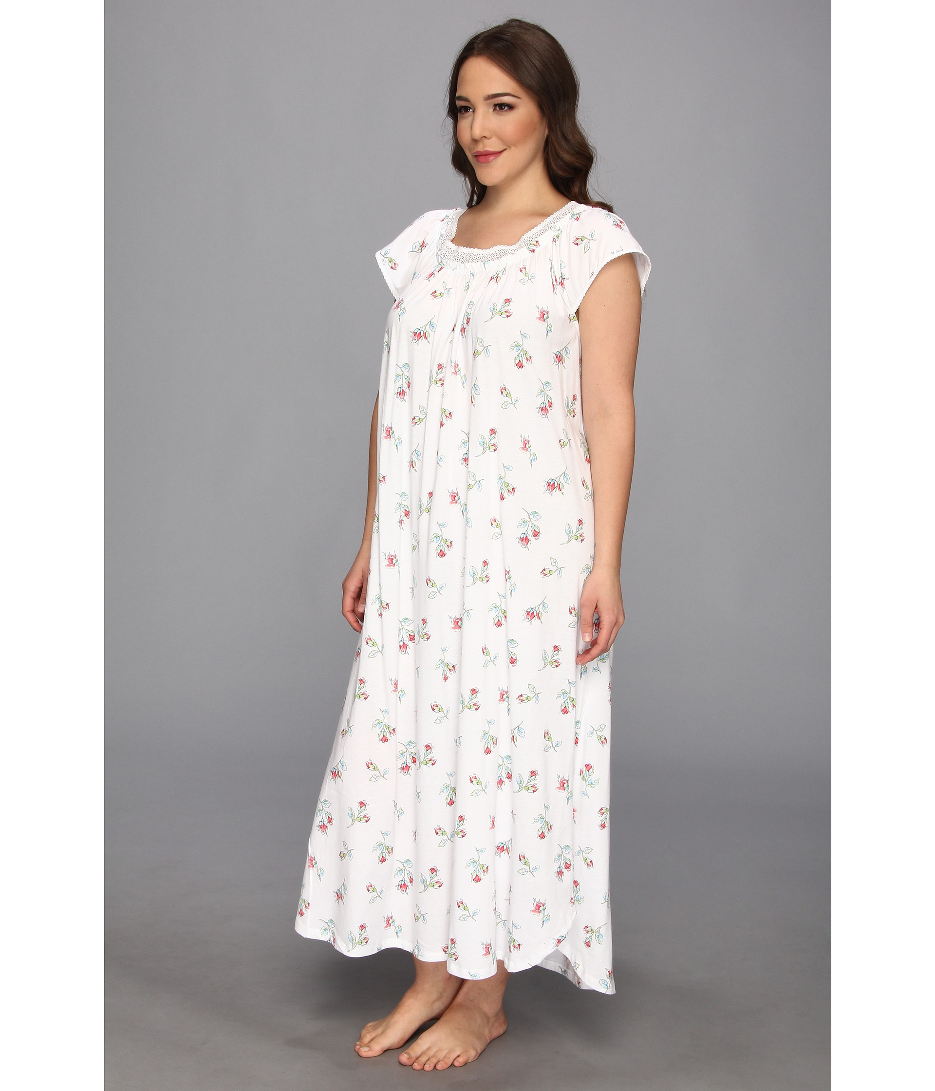 Carole Hochman Plus Size Whistful Rosebuds Long Nightgown in White | Lyst