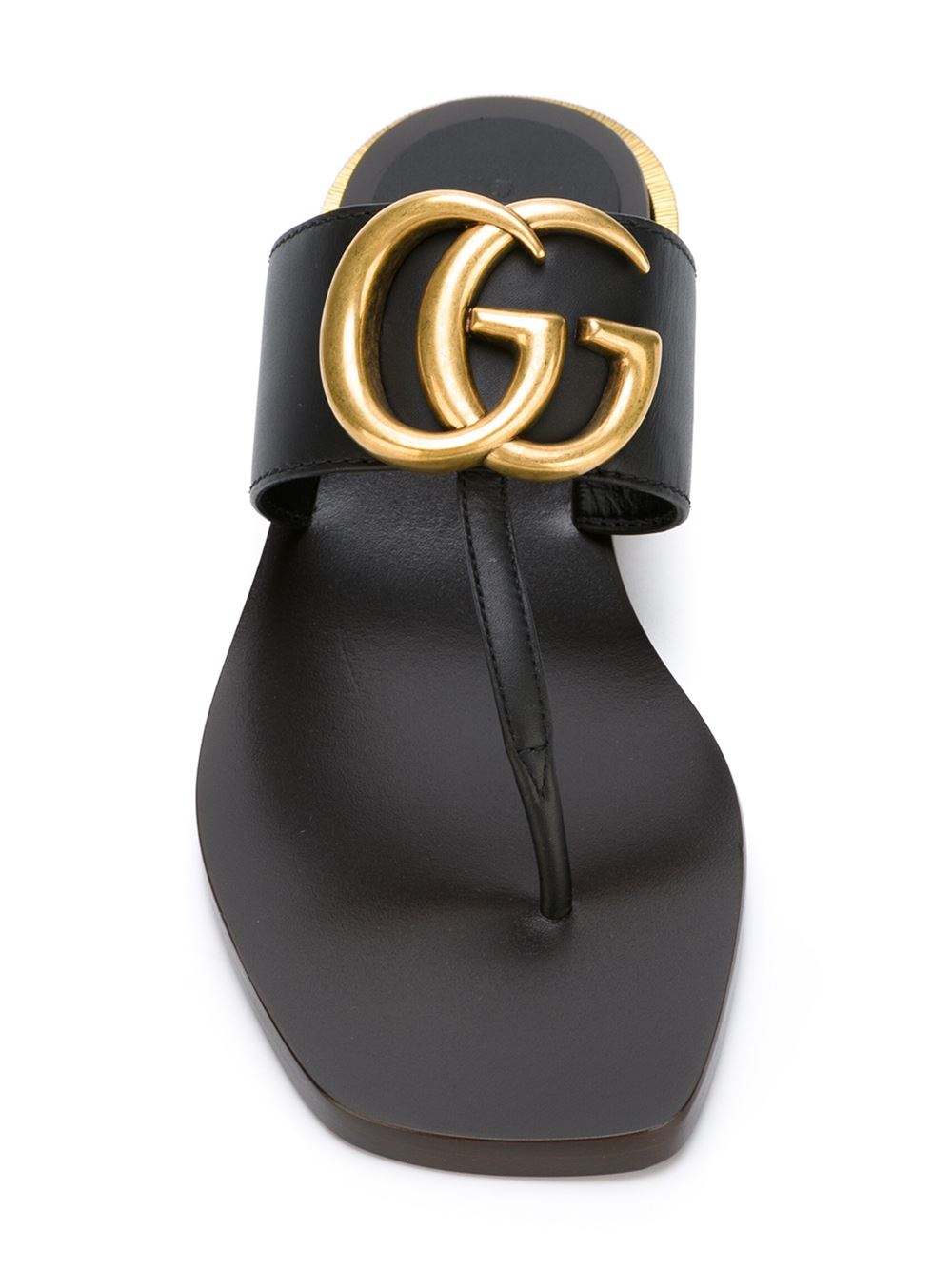 Gucci Double-G Leather Sandals in Black - Lyst