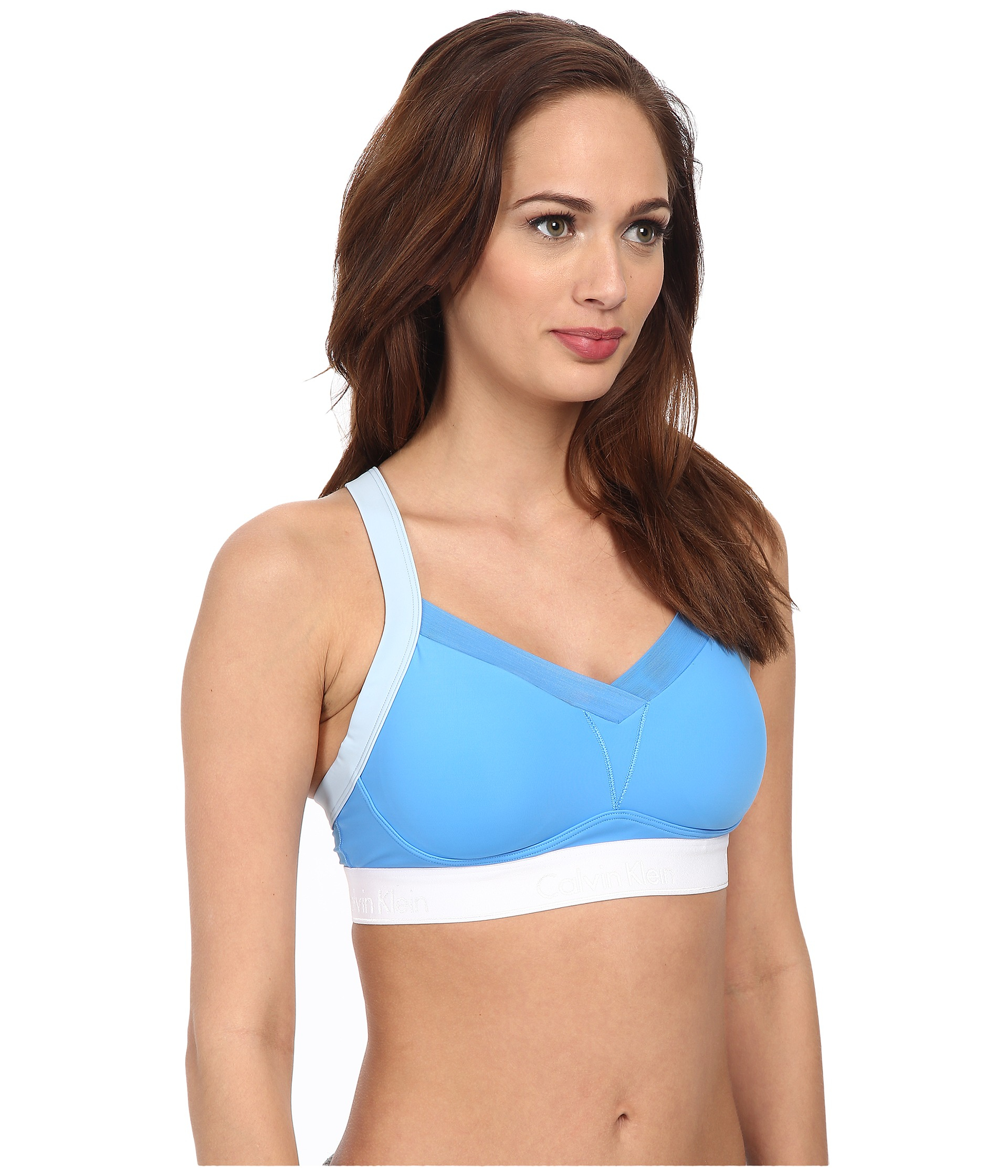 Calvin klein Ck Pulse Multiway Sports Bra in Blue (Aquarium Color Block) Lyst