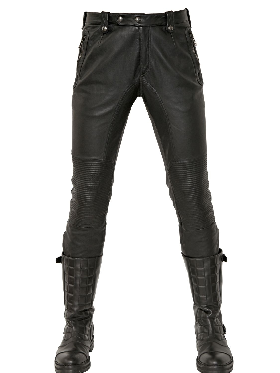 Belstaff 17cm Washed Leather Biker Trousers in Black for Men - Lyst