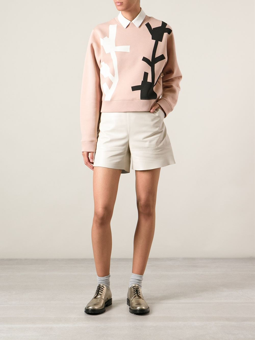 Acne Studios Bird Flower Print Sweatshirt in Pink | Lyst