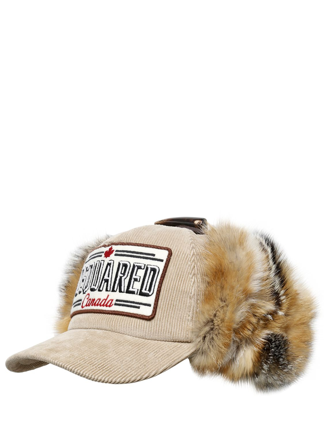 dsquared cap with fur