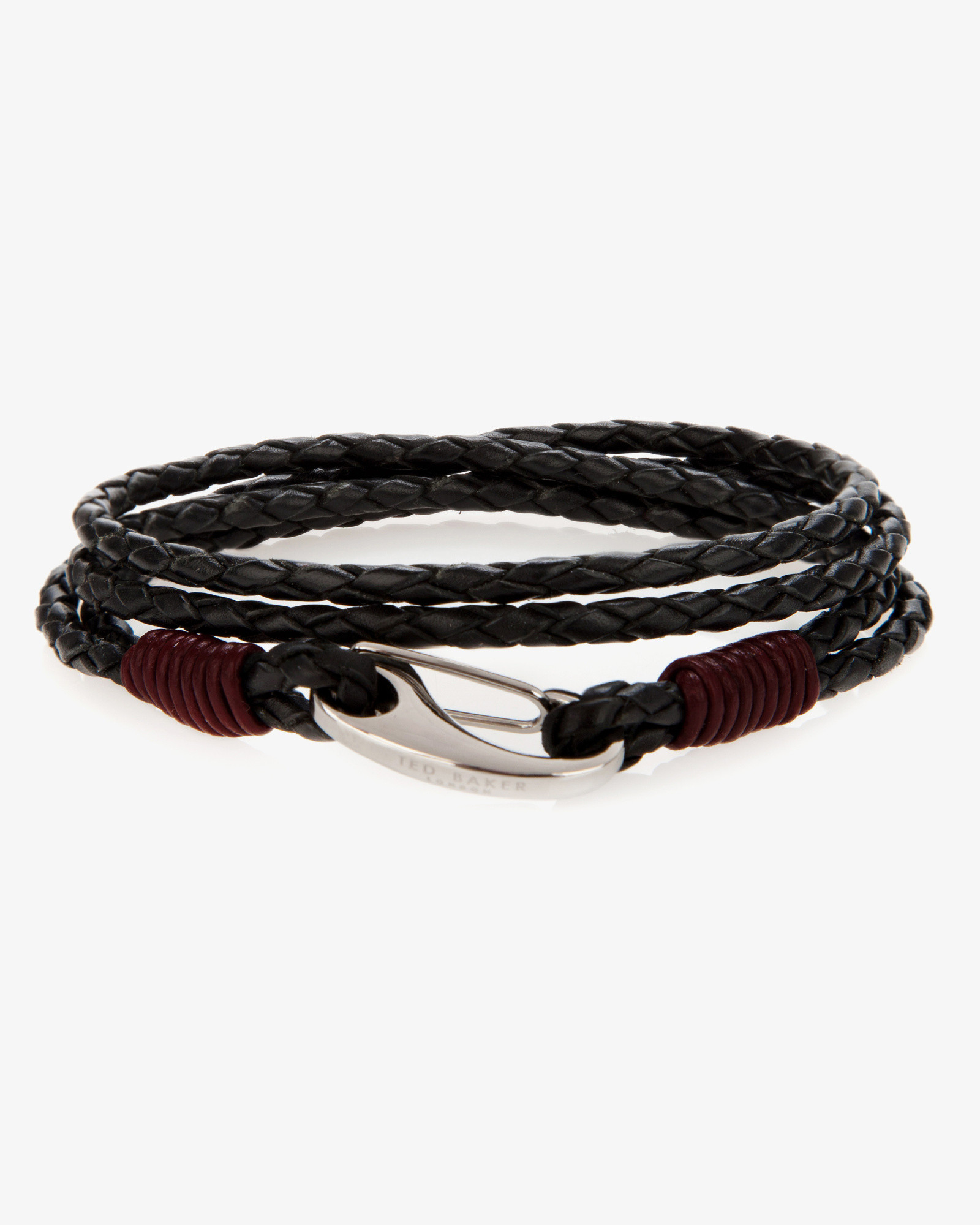 Ted Baker Woven Leather Bracelet in Black for Men - Lyst