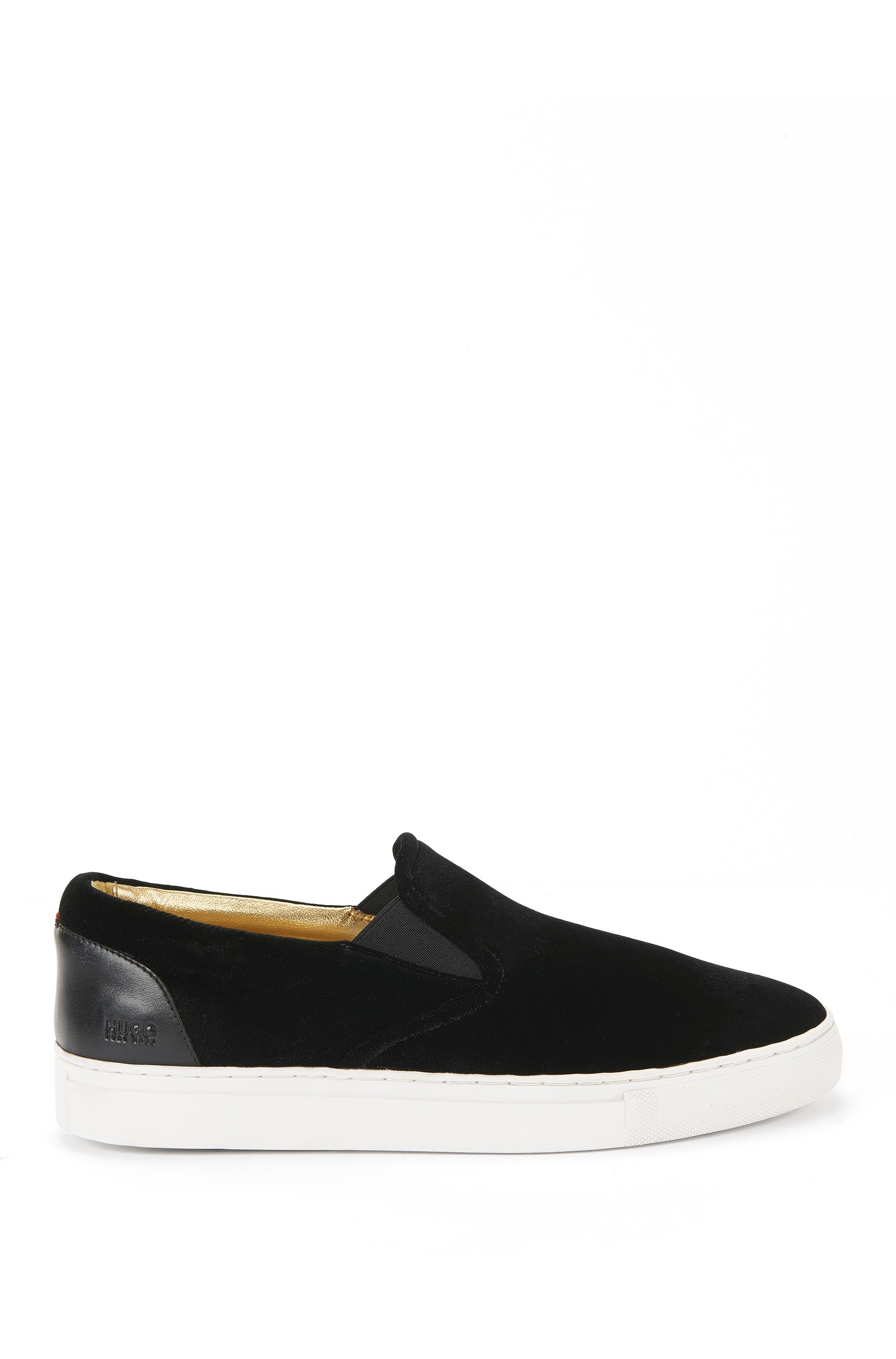 black velvet slip on sneakers