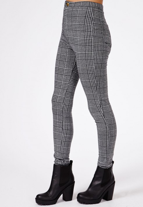 dogtooth skinny trousers womens