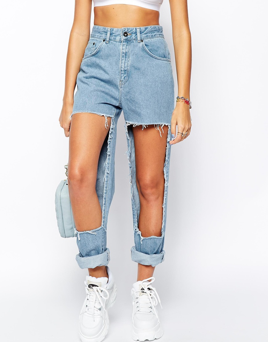 extreme distressed mom jeans
