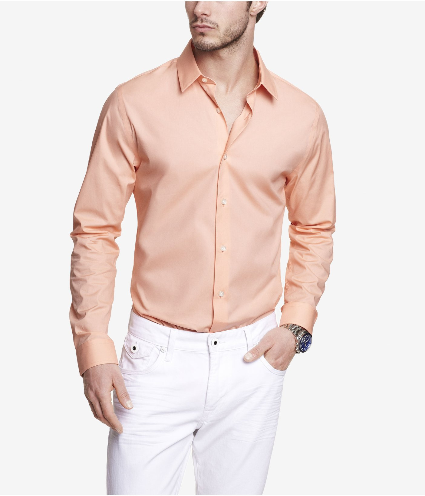Express Fitted 1mx Stretch Cotton Shirt ...