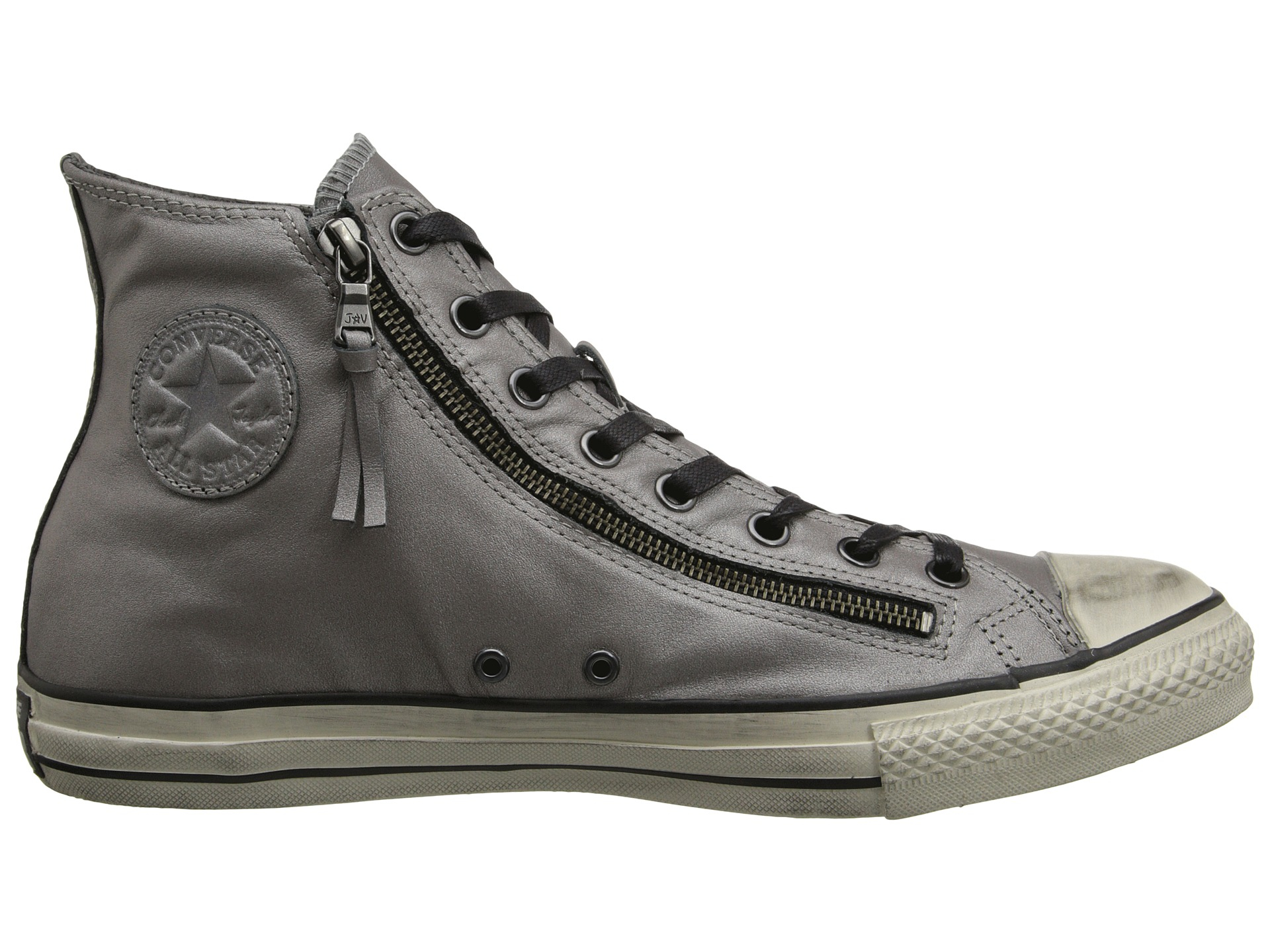 Converse Chuck Taylor All Star Double Zip Silver Brushed Leather in ...