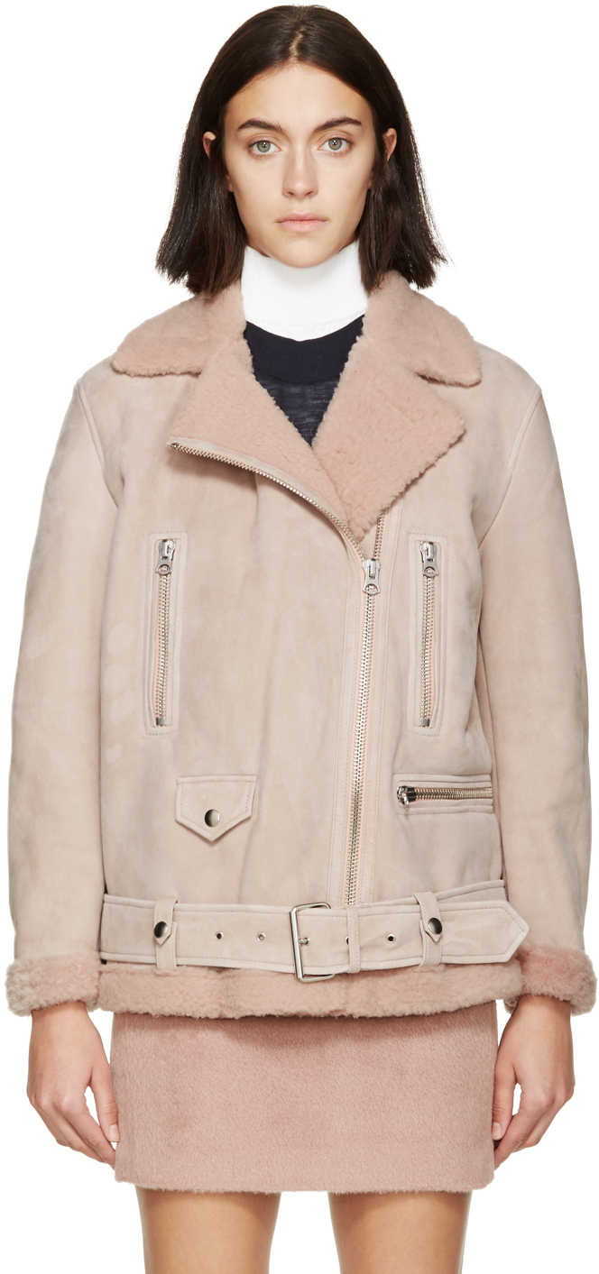 suede shearling biker jacket