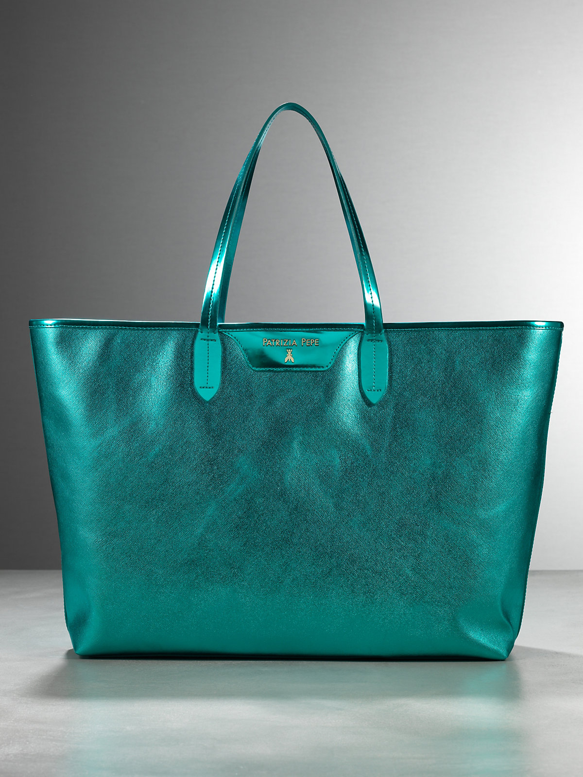 Patrizia pepe Shopping Bag In Laminated Leather in Green | Lyst