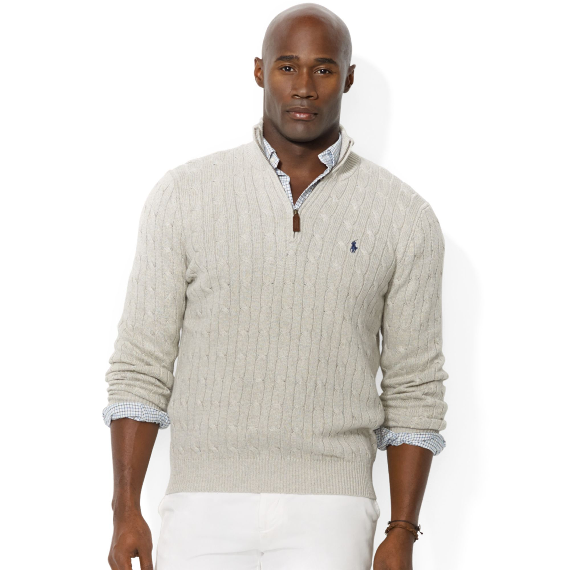 ralph lauren cable knit half zip