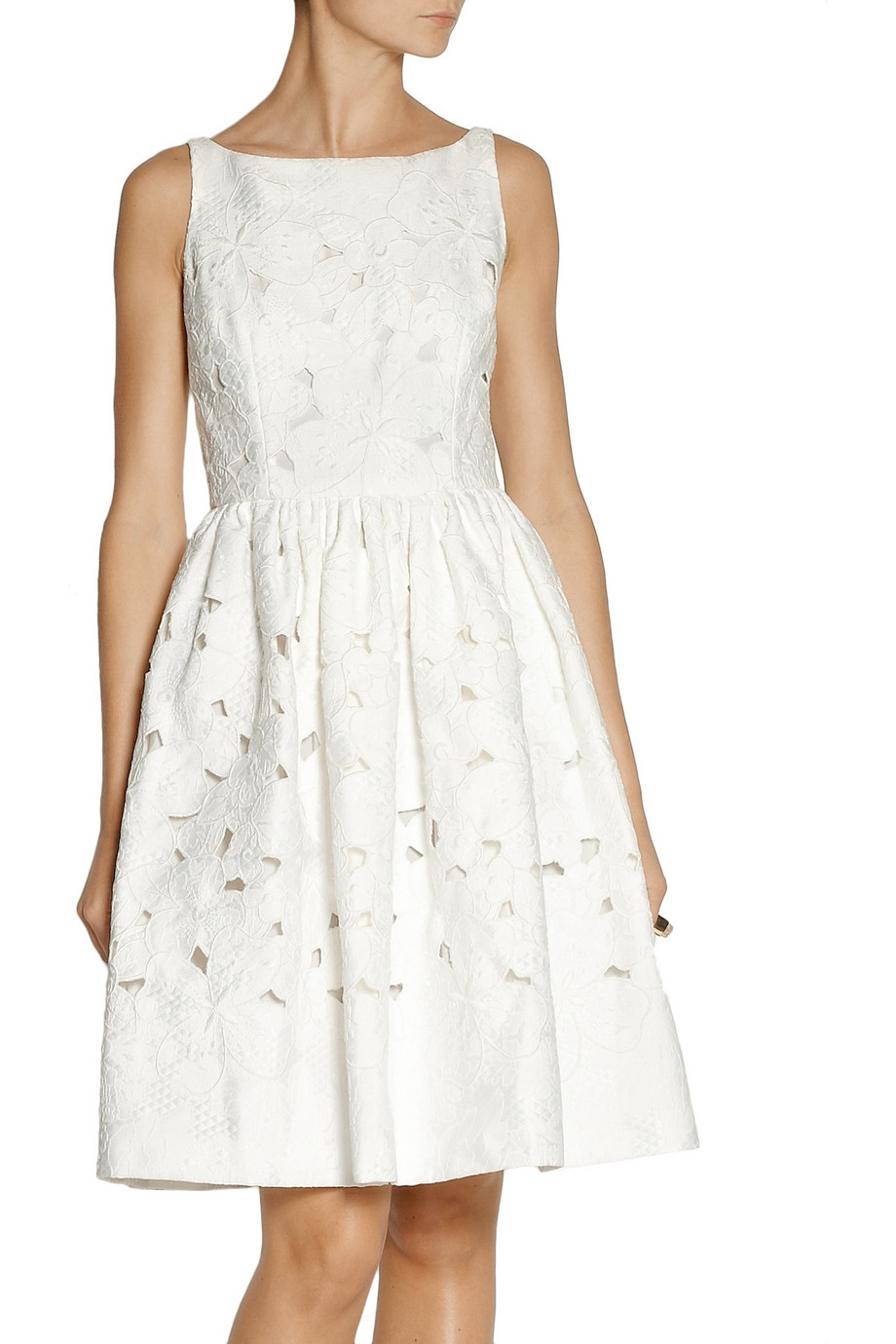 Dolce & gabbana Cut Out Floral Brocade Dress in White | Lyst