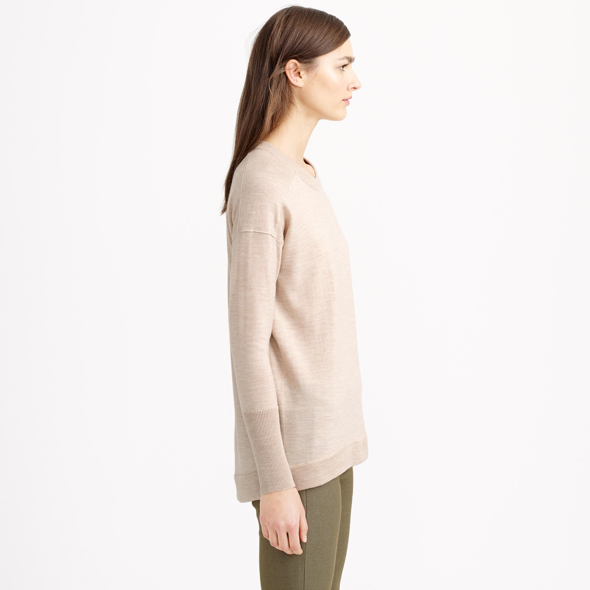 J.crew Merino-cotton Tunic Sweater in Natural | Lyst