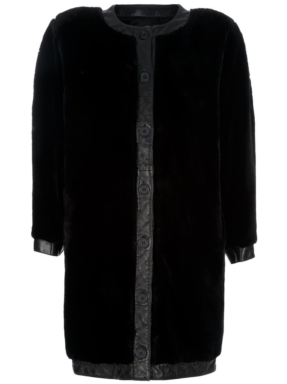Louis Feraud Vintage Shearling Coat in Black | Lyst