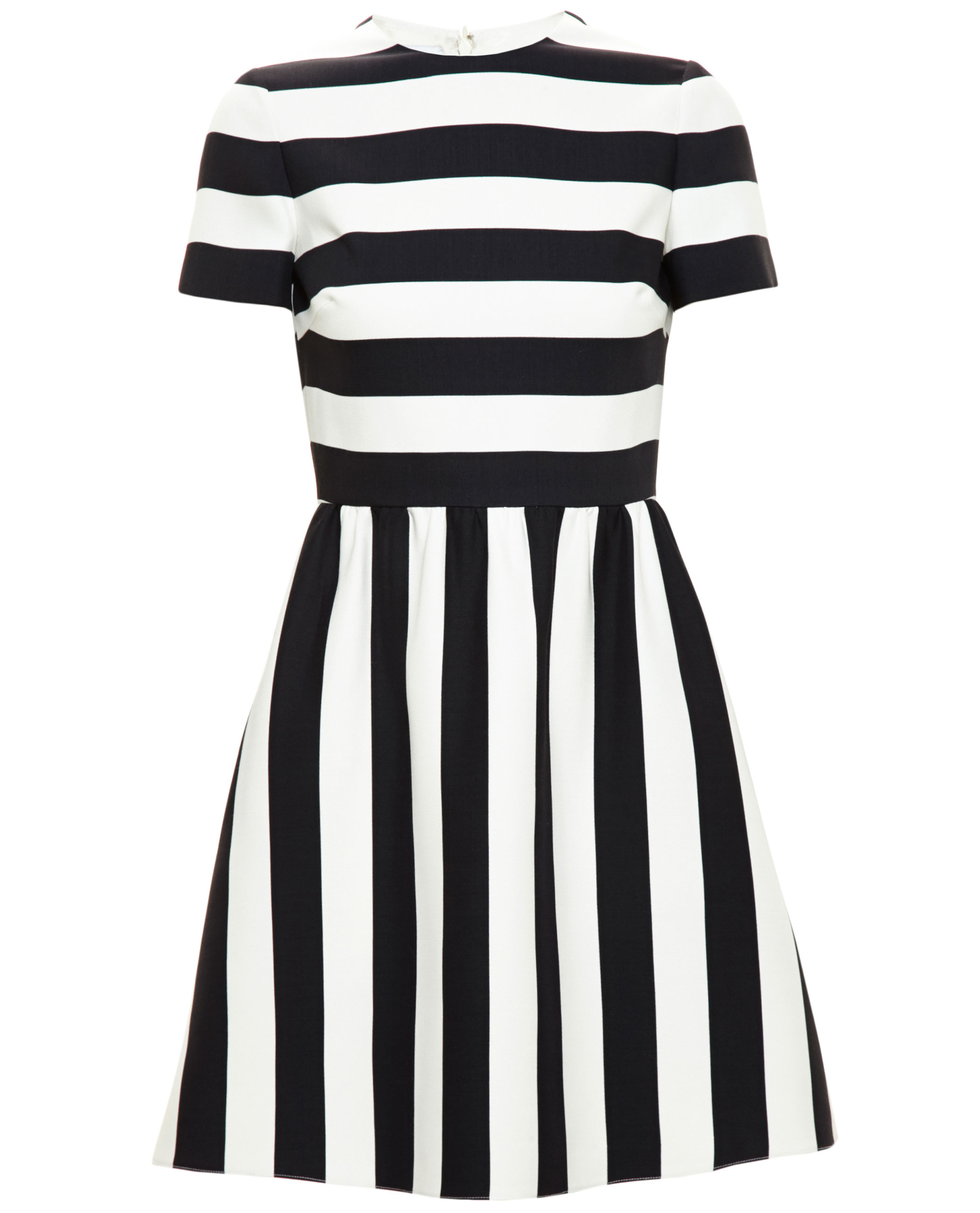 Valentino Striped Dress in Black | Lyst