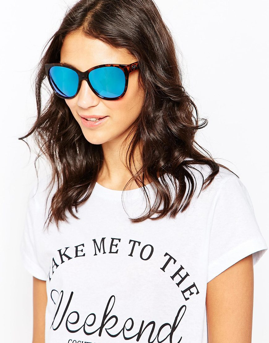 Quay About Last Night Mirror Sunglasses in Blue | Lyst