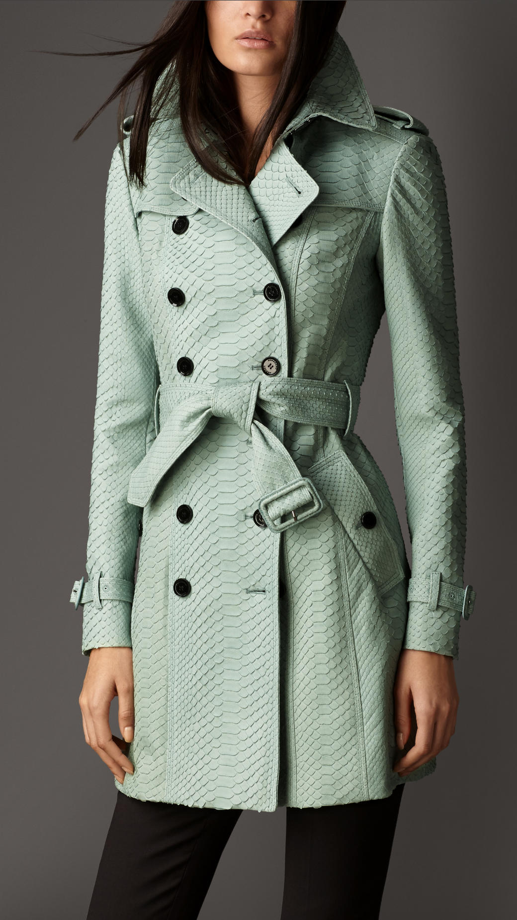 Burberry Midlength Python Trench Coat 