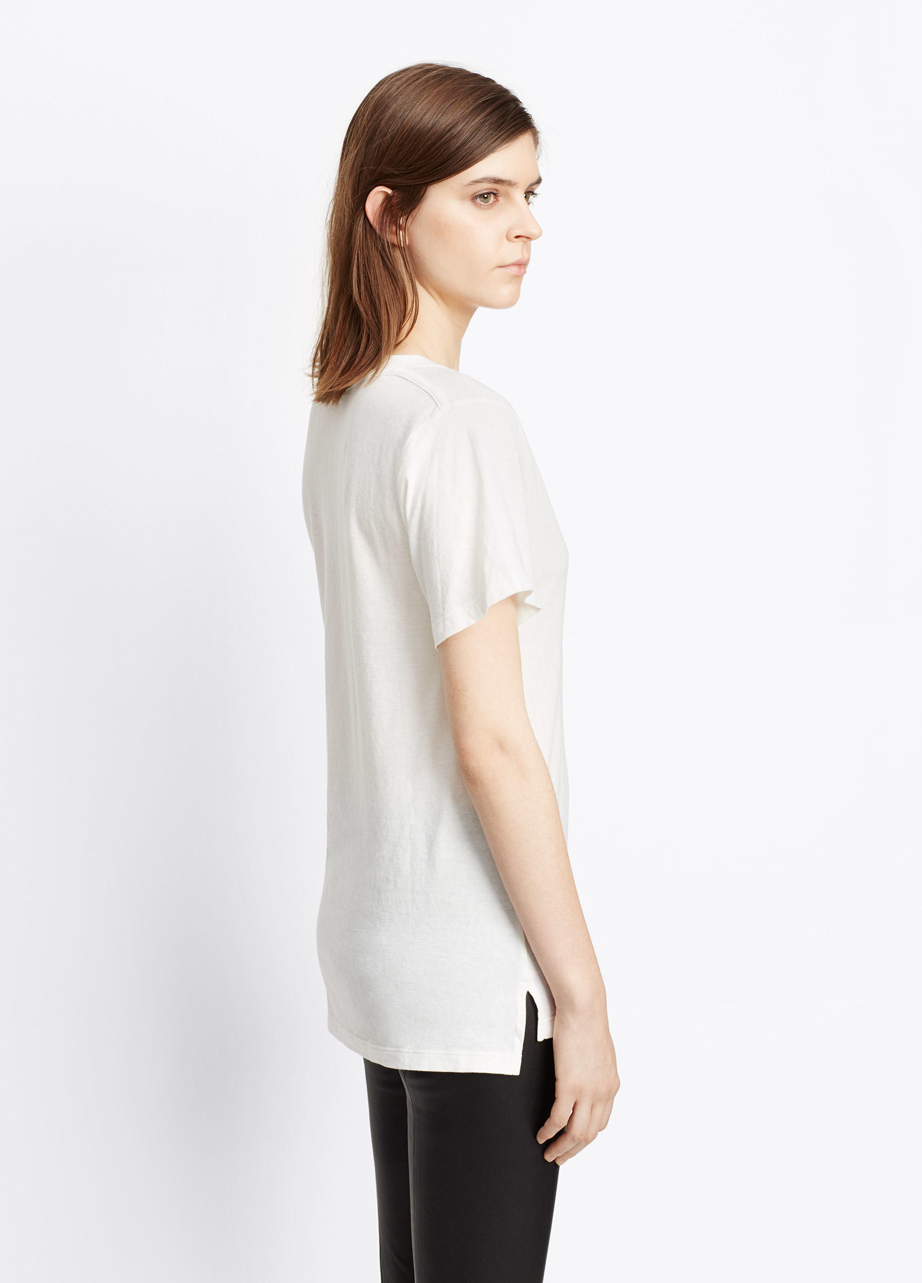 Vince Pima Cotton Relaxed V-neck Tee in White - Lyst