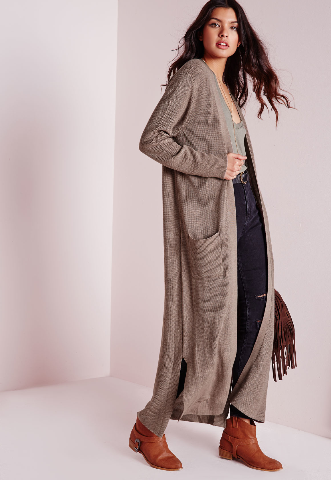 Taupe duster cardigan Clearance