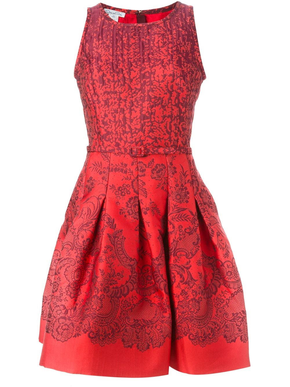 Oscar de la renta Floral Jacquard Dress in Red