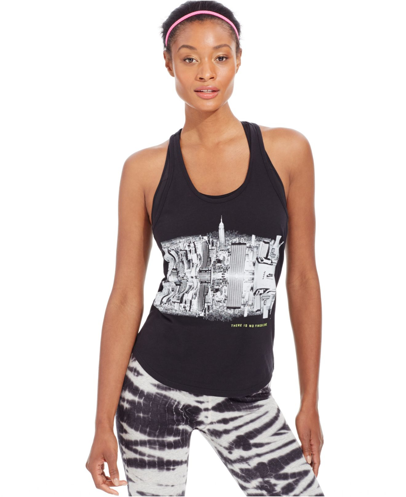 Nike Graphic Print Racerback Tank Top in Black (Black/White) Lyst