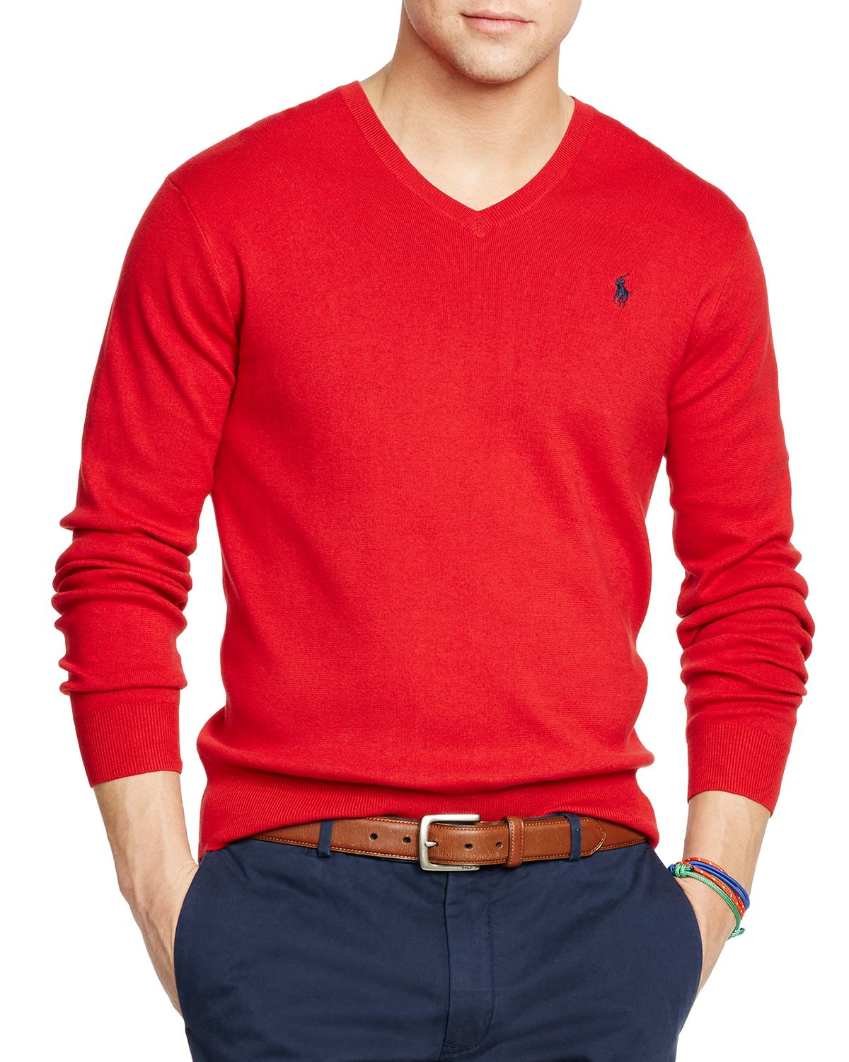 Ralph lauren Polo Pima V-neck Sweater in Red for Men (Charter Red) | Lyst
