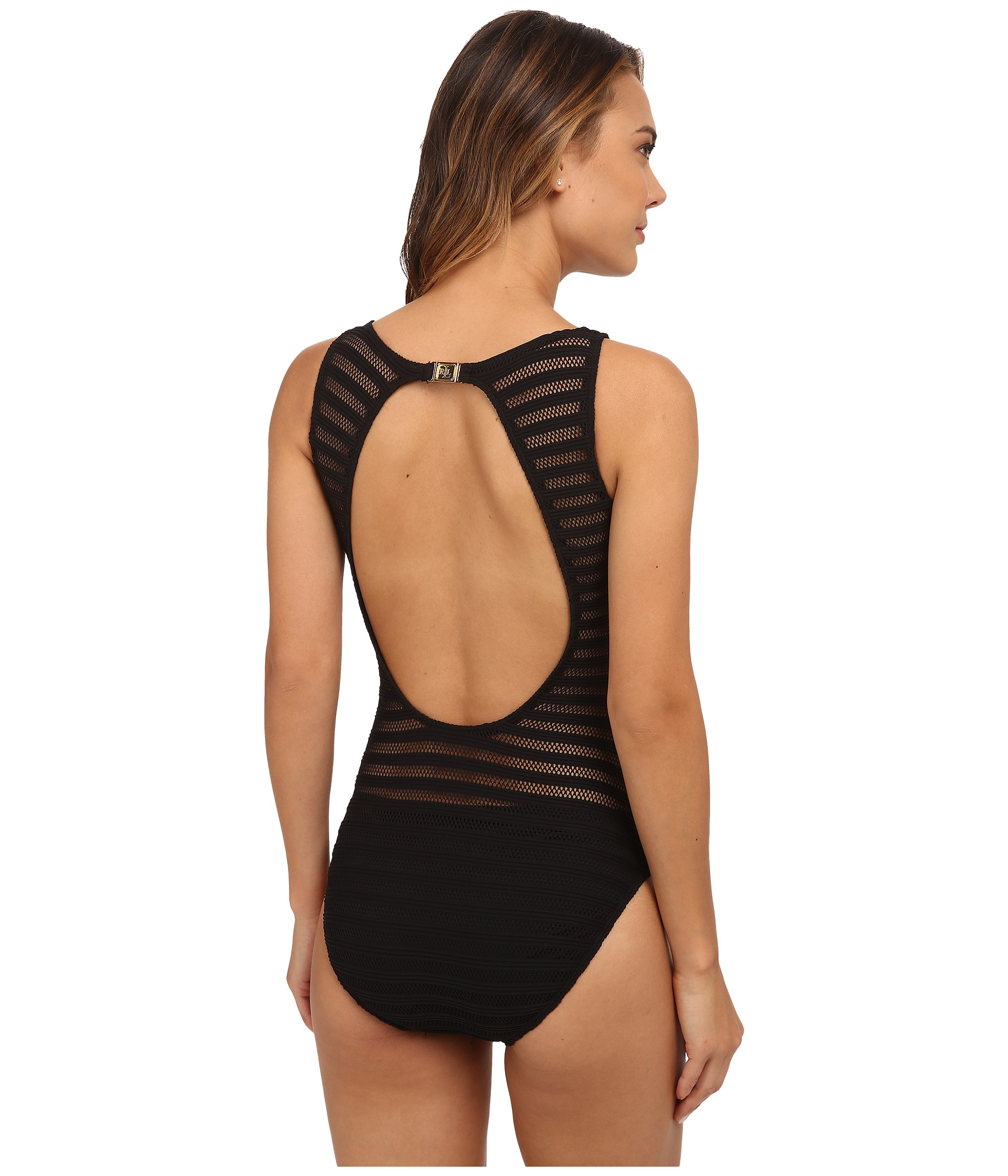 lauren ralph lauren ottoman boat neck one piece swimsuit