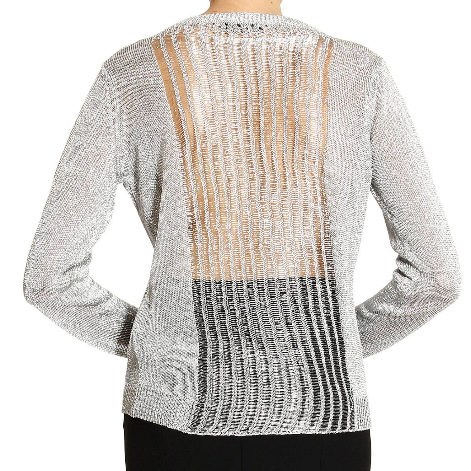 Diesel Sweater Short Sleeve Lurex Details With Breaks Back in Silver | Lyst