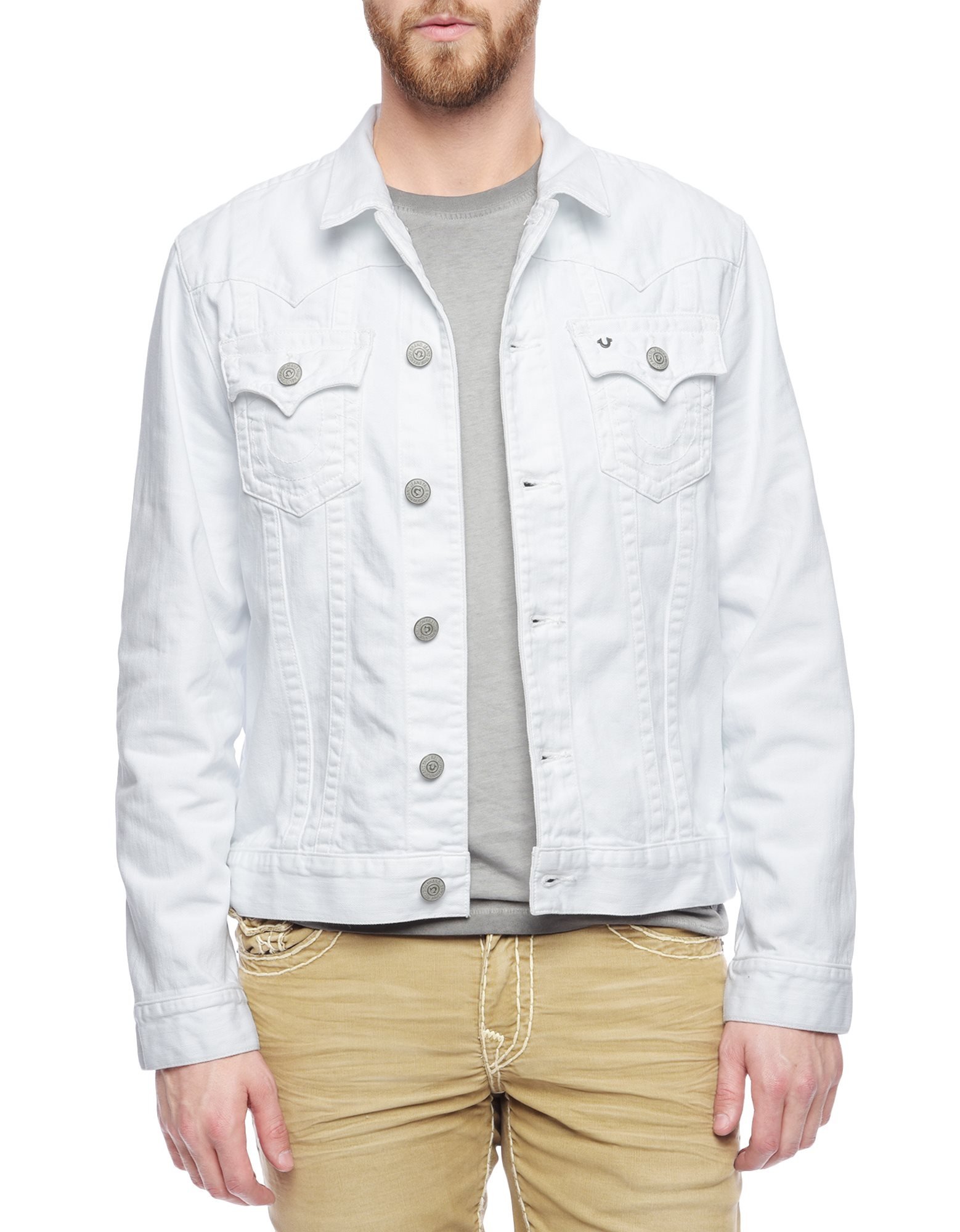 True Religion Jimmy Mens White Denim Jacket for Men | Lyst