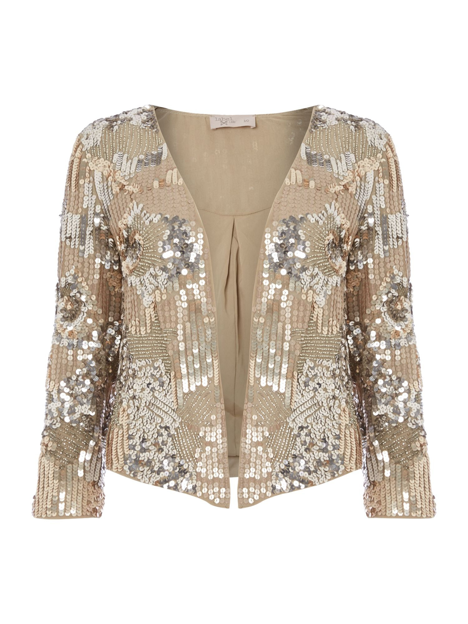 Label Lab Encrusted Bead And Sequin Jacket in Beige (Metallic) Lyst
