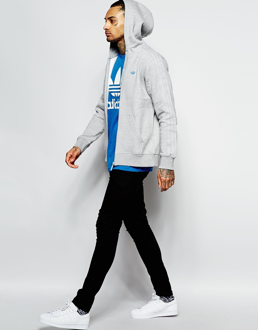 adidas trefoil hoodie zip up