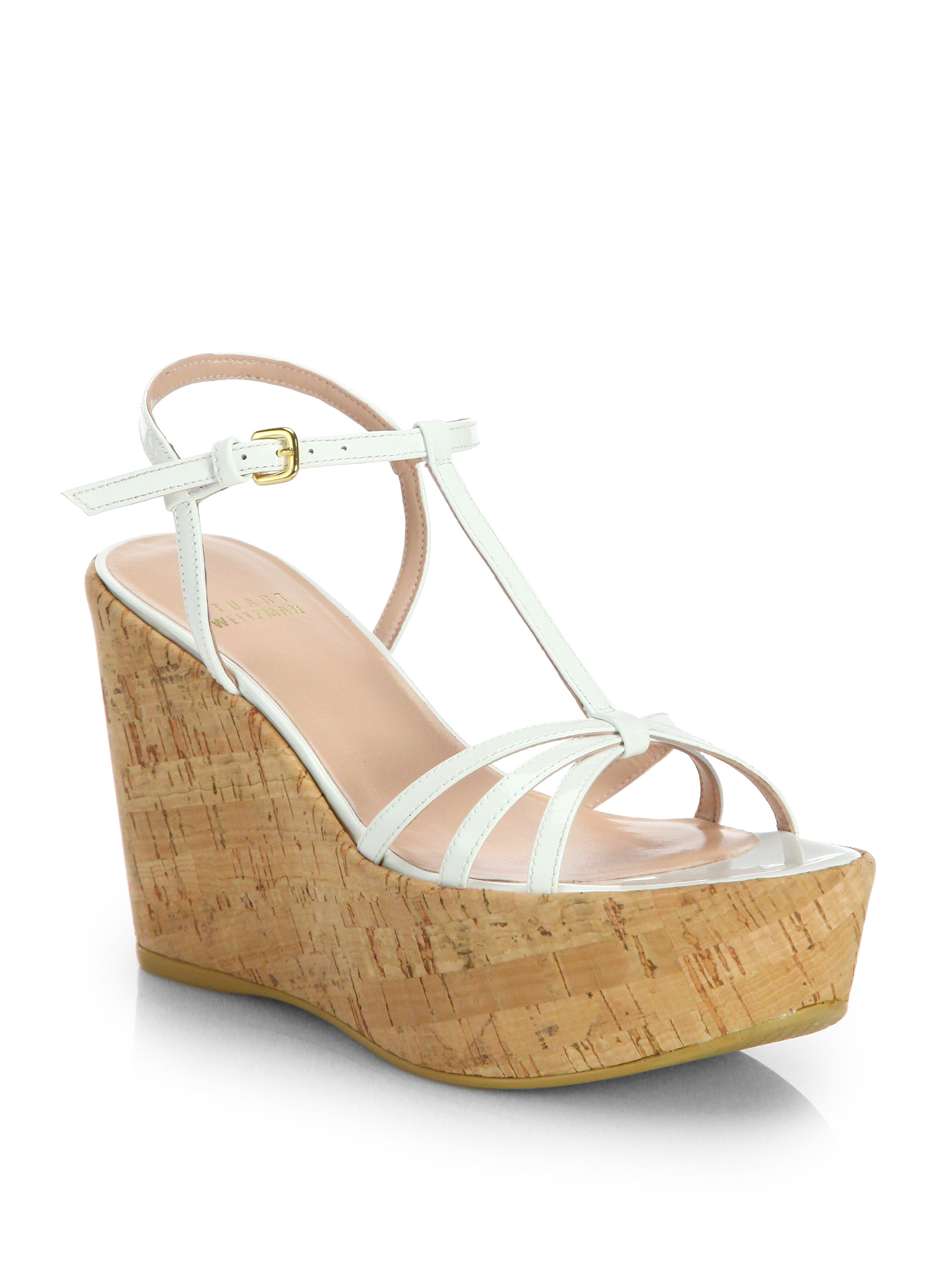 white cork wedge sandals