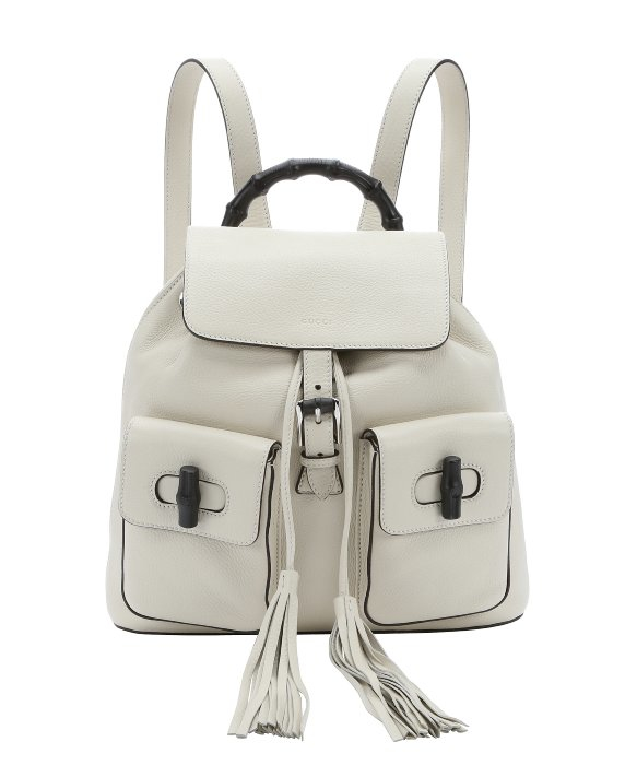 Lyst - Gucci White Leather Bamboo Fringe Tassel Backpack in White