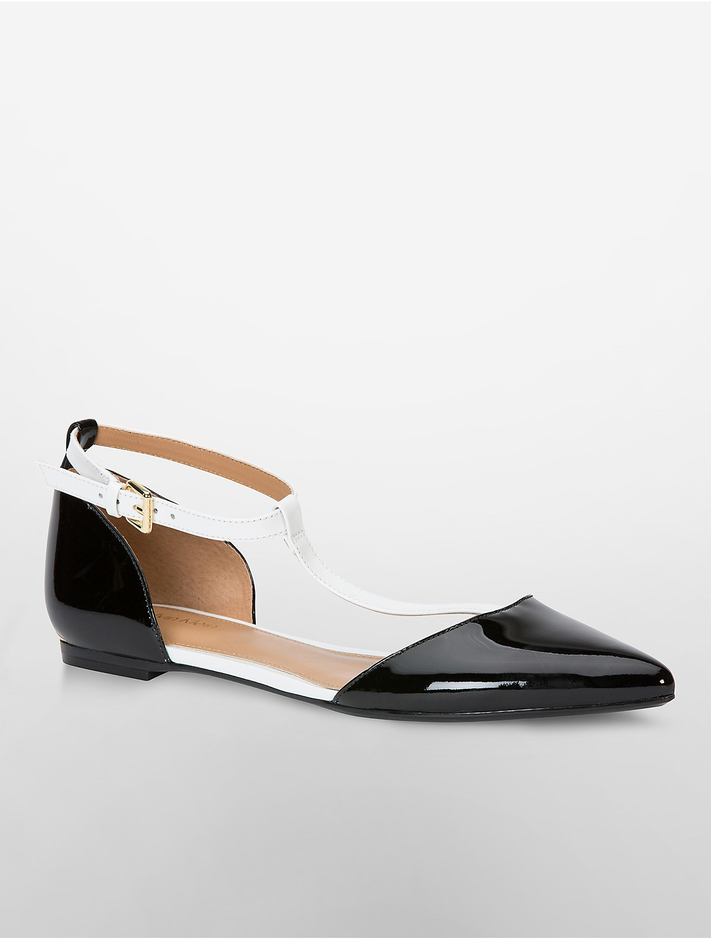 calvin klein ghita t strap flat