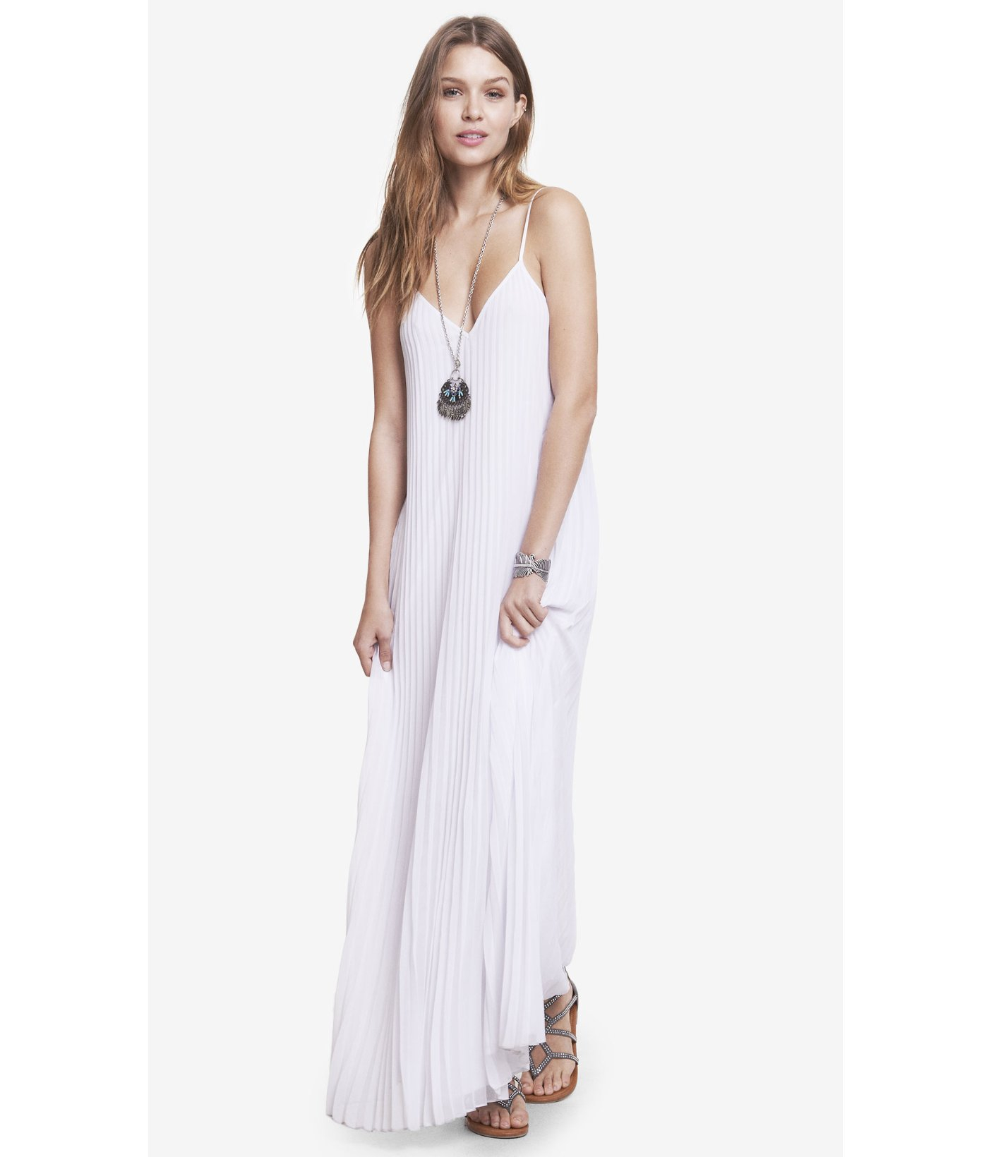 chiffon pleated maxi dress