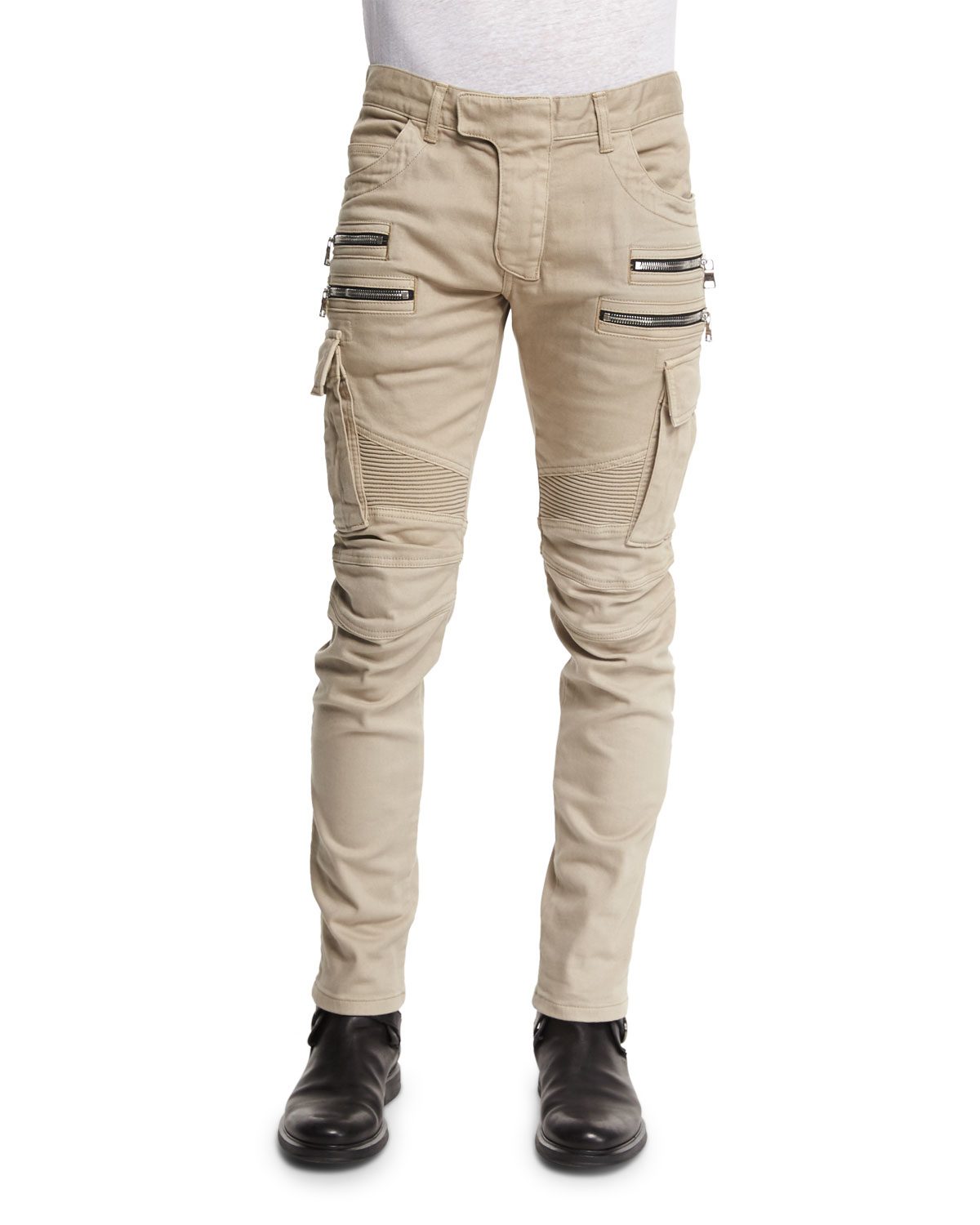 balmain cargo biker jeans